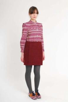 AW10/11 WOOL CHECK PARALLEL SKIRT-MAROON - Other Image